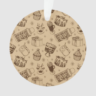 vintage christmas pattern hand drawn ornament
