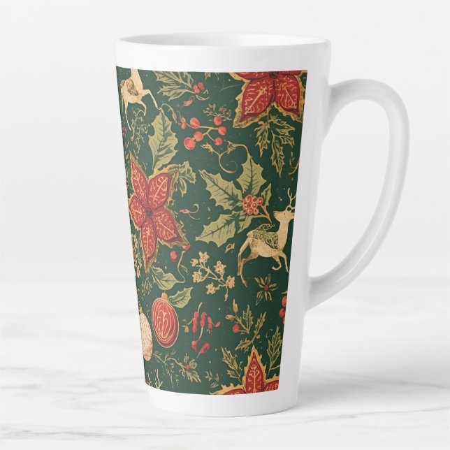 Vintage Christmas Pattern - Latte Mug  (Right)