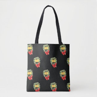 Vintage Christmas Pattern, Merry Xmas in Wreath Tote Bag