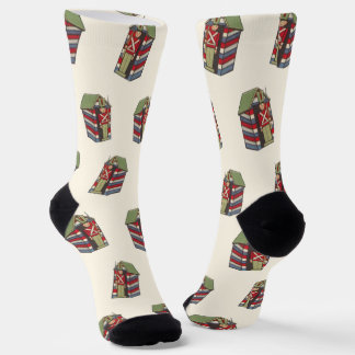 Vintage Christmas Pattern, Nutcracker Toy Soldier Socks