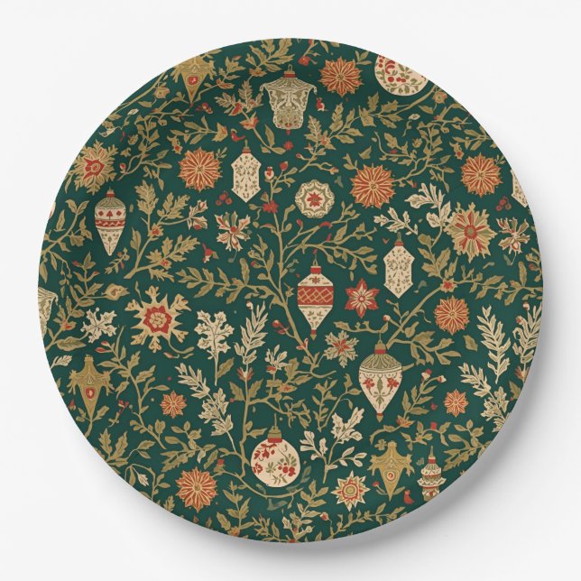 Vintage Christmas Pattern - Paper Plates (Front)