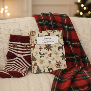 Vintage Christmas Pattern Retro Holiday Journal Planner