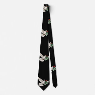 Vintage Christmas Pattern, White Dove for Peace Tie