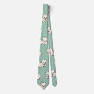 Vintage Christmas Pattern with Baby Lamb on Green Tie