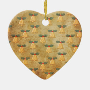 Vintage Christmas Pattern With Bells Ceramic Tree Decoration