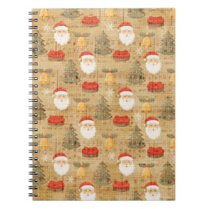 Vintage Christmas Pattern With Santa Claus Notebook