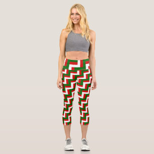 vintage christmas pattern zigzag mod capri leggings