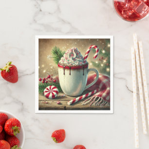 Vintage Christmas Peppermint Mocha Mug Decoupage Napkin