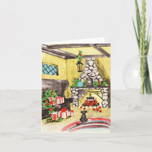 Vintage Christmas Pets Card