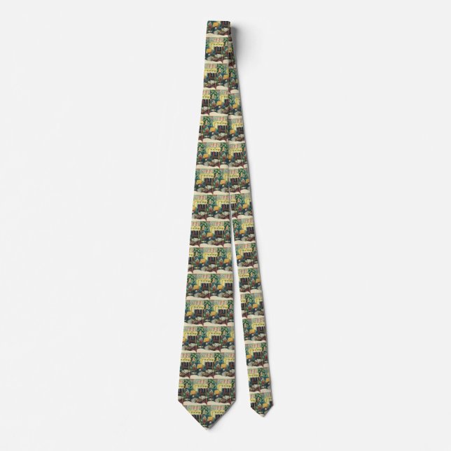 Vintage Christmas Pets in the Living Room Tie (Front)