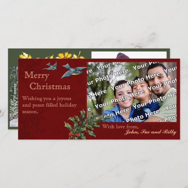 Vintage Christmas Photocard Holiday Card (Front/Back)