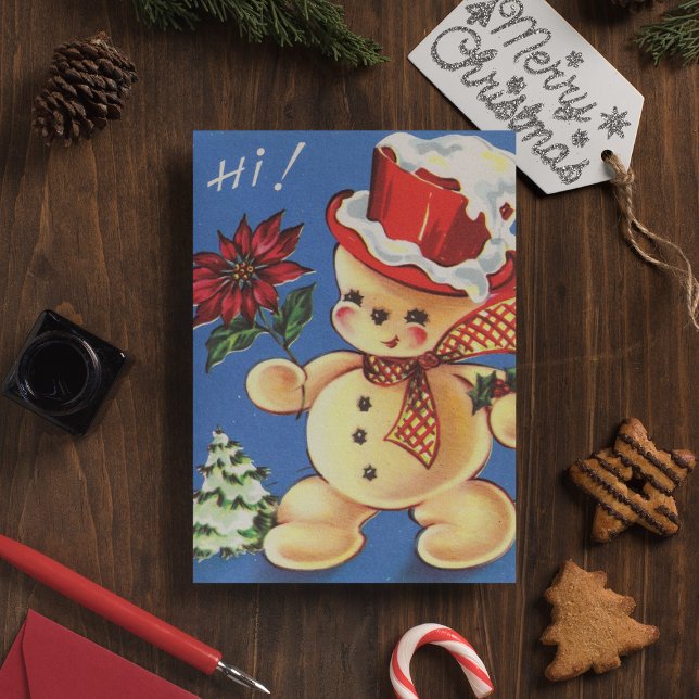 Vintage Christmas Picture Snowman Postcard (Creator Uploaded)