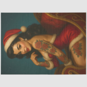 Vintage Christmas Pin-Up in Red Sleigh • Retro  Tissue Paper