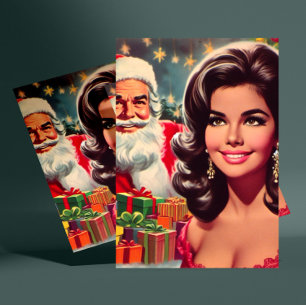 Vintage Christmas Pin-up Postcard