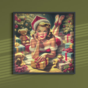 Vintage Christmas Pin up Poster