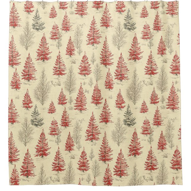 Vintage Christmas Pine Tree Pattern (1) Shower Curtain (Front)
