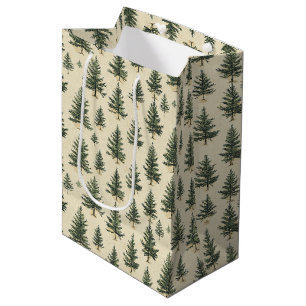 Vintage Christmas Pine Tree Pattern (3) Medium Gift Bag