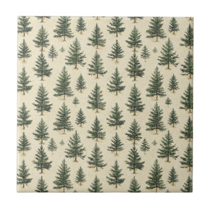 Vintage Christmas Pine Tree Pattern (3) Tile