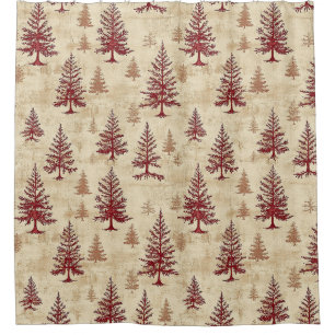 Vintage Christmas Pine Tree Pattern (4) Shower Curtain