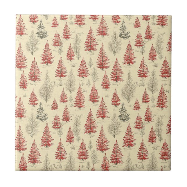 Vintage Christmas Pine Tree Pattern Tile (Front)