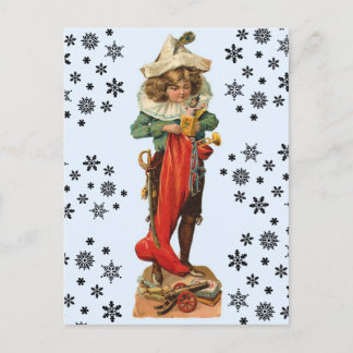 Vintage Christmas Pirate Girl Postcard