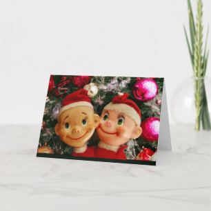 Vintage Christmas Pixie Jamboree Holiday Card