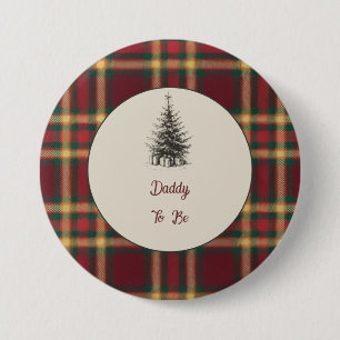 Vintage Christmas Plaid Baby Shower  7.5 Cm Round Badge