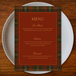 Vintage Christmas Plaid Traditional Family Menu