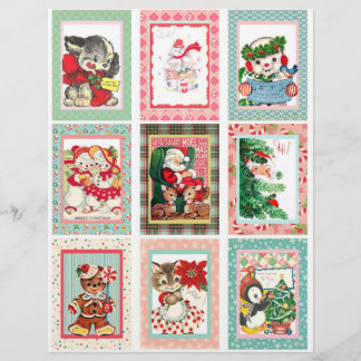 Vintage Christmas Pocket Card Clipart Sheet