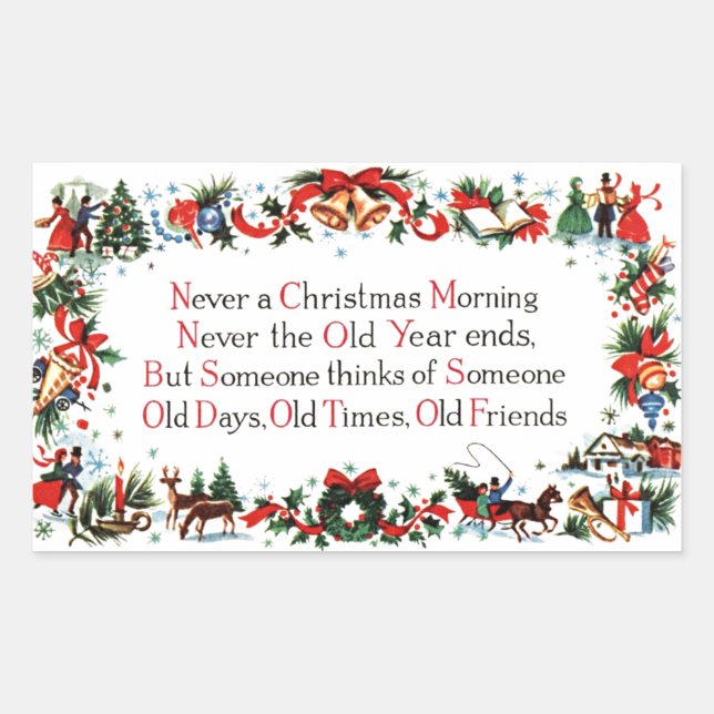 Vintage Christmas Poem Rectangular Sticker (Front)