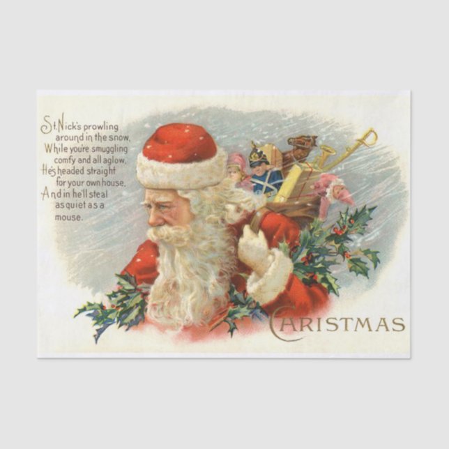 Vintage Christmas poem Santa Holiday party tissue Paper (Front)