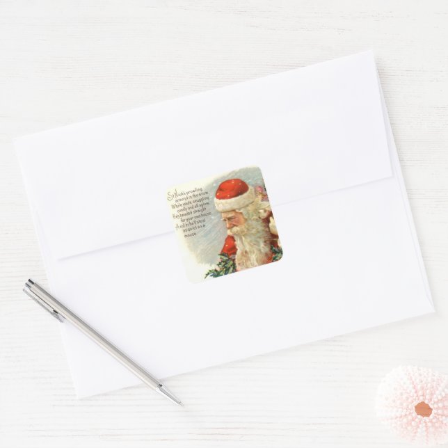 Vintage Christmas poem Santa Holiday sticker (Envelope)