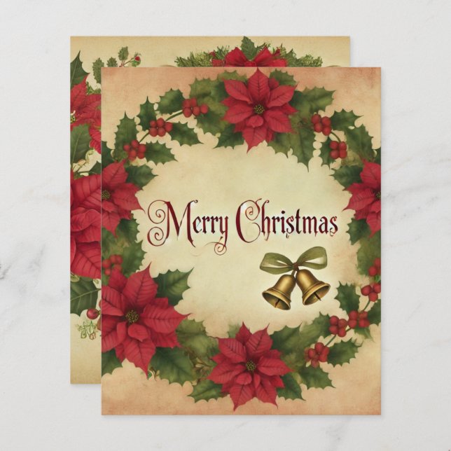 Vintage Christmas Poinsettia Wreath Scrapbook (Front/Back)