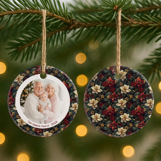 Vintage Christmas Poinsettias Christmas Ornament