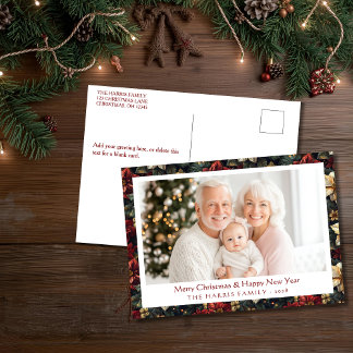 Vintage Christmas Poinsettias Holiday Post Card