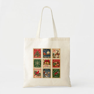 Vintage Christmas Postage Stamps – Festive Tote Bag
