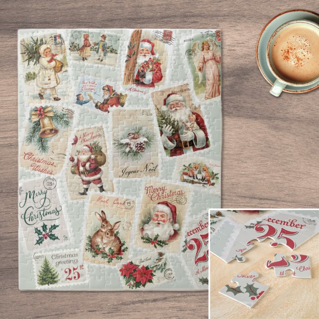 Vintage Christmas Postage Stamps Jigsaw Puzzle (Vintage Christmas Postage Stamps Jigsaw Puzzle)