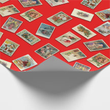 Vintage Christmas Postcards Wrapping Paper