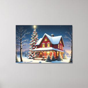 Vintage Christmas poster Canvas Print