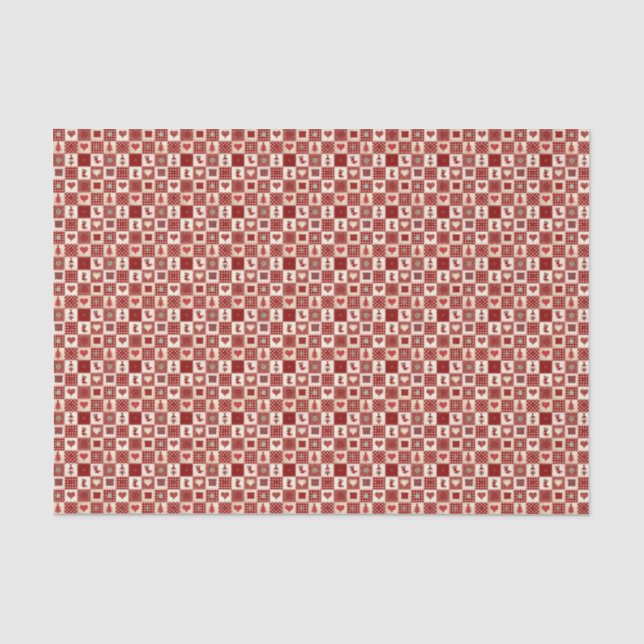 Vintage Christmas Quilt Pattern Tissue Paper (Front)