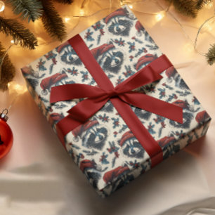 Vintage Christmas Racoon  Wrapping Paper