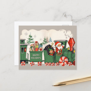 Vintage Christmas Railway Mail Train Santa Express Holiday Postcard