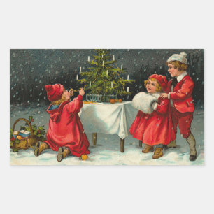 Vintage Christmas Rectangular Sticker