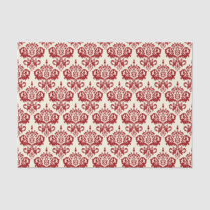Vintage Christmas Red and Cream Fleur de Lis Tissue Paper