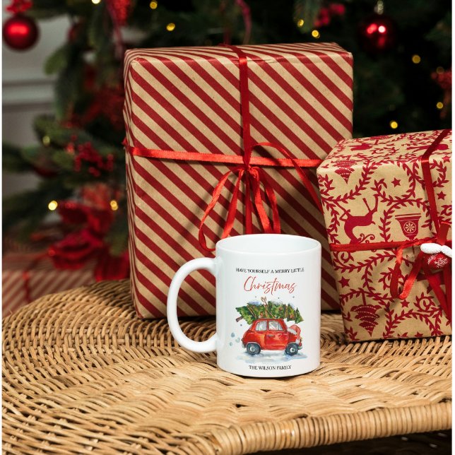 Vintage Christmas  Red Car & Tree Coffee Mug (Creator Uploaded)
