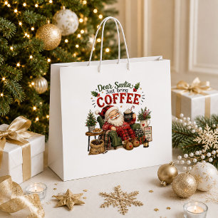 Vintage Christmas Red Green Festive Holiday Gift B Large Gift Bag