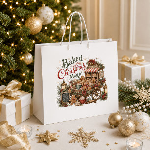 Vintage Christmas Red Green Holiday Gift Bag Desig