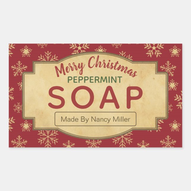 Vintage Christmas Red Peppermint Soap Labels (Front)