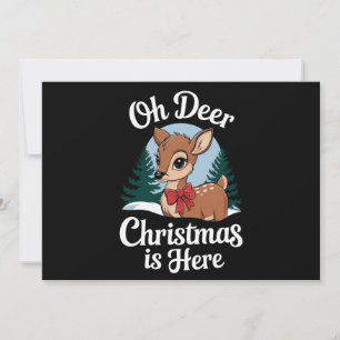 Vintage Christmas Reindeer Oh Deer Christmas Here Holiday Card