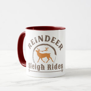Vintage Christmas Reindeer Sleigh Rides Mug